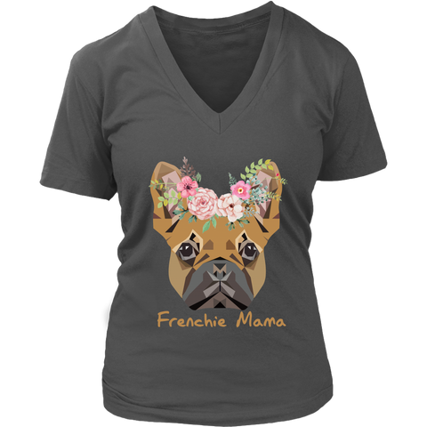 Frenchie Mama French Bulldog Mum Dog Lover District Womens V-Neck