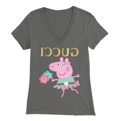 Peppa Funny Shirt Bella Womens V-Neck