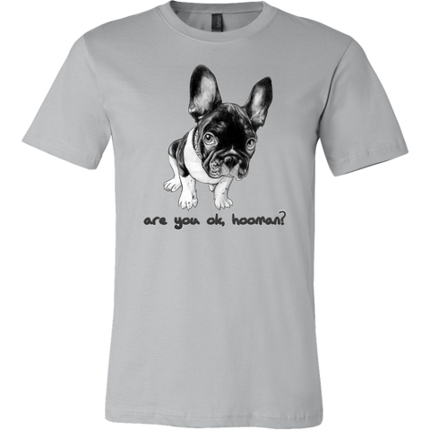 French Bulldog Shirt Frenchie T-Shirt Are You OK Hooman Canvas Mens Shirt