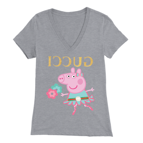 Peppa Funny Shirt Bella Womens V-Neck