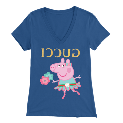 Peppa Funny Shirt Bella Womens V-Neck