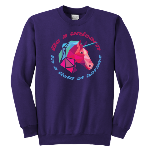 Be a unicorn in a field of horses Youth Crewneck Sweatshirt