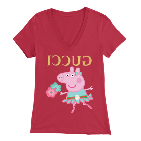 Peppa Funny Shirt Bella Womens V-Neck