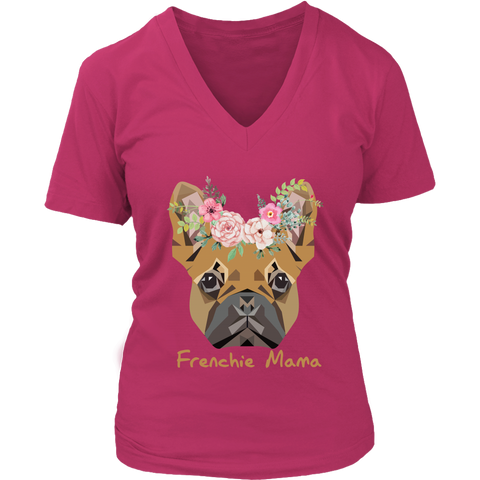 Frenchie Mama French Bulldog Mum Dog Lover District Womens V-Neck