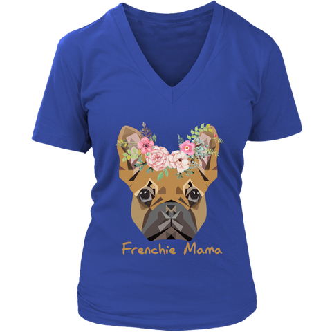 Frenchie Mama French Bulldog Mum Dog Lover District Womens V-Neck