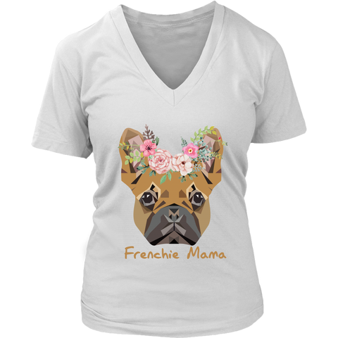 Frenchie Mama French Bulldog Mum Dog Lover District Womens V-Neck