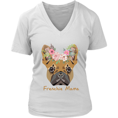 Frenchie Mama French Bulldog Mum Dog Lover District Womens V-Neck