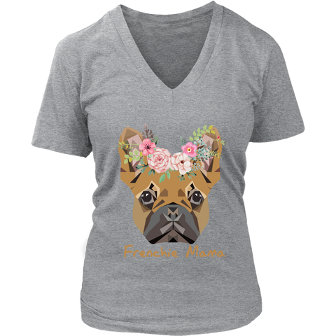 Frenchie Mama French Bulldog Mum Dog Lover District Womens V-Neck