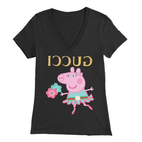 Peppa Funny Shirt Bella Womens V-Neck