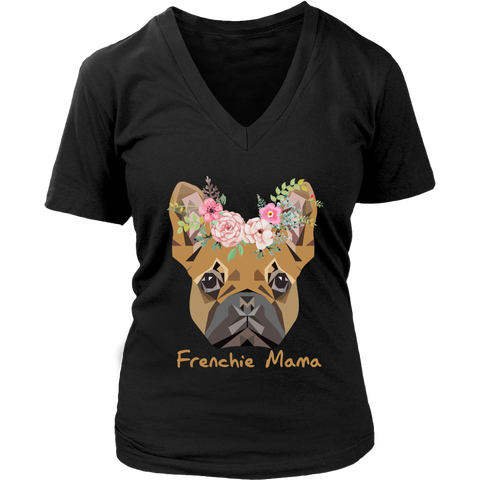 Frenchie Mama French Bulldog Mum Dog Lover District Womens V-Neck