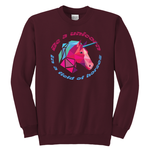 Be a unicorn in a field of horses Youth Crewneck Sweatshirt