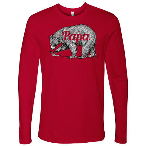 Mens Papa Bear Funny Shirts Dads Gift Idea Novelty Tees Family Long Sleeve