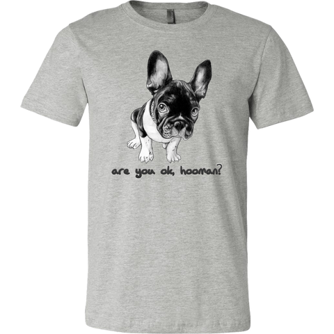 French Bulldog Shirt Frenchie T-Shirt Are You OK Hooman Canvas Mens Shirt