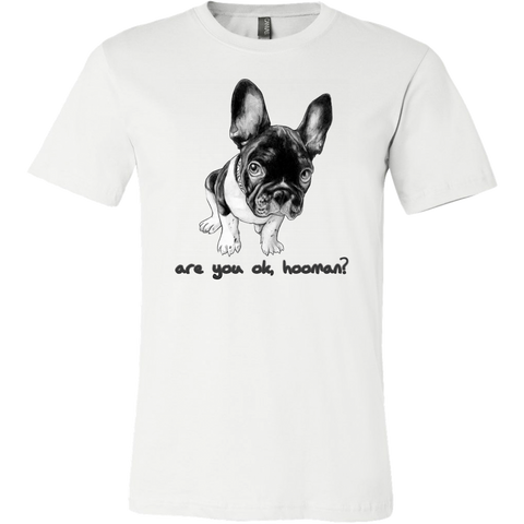 French Bulldog Shirt Frenchie T-Shirt Are You OK Hooman Canvas Mens Shirt