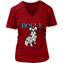 French Bulldog Shirt Frenchie T-Shirt Dog Lover Vogue District Womens V-Neck