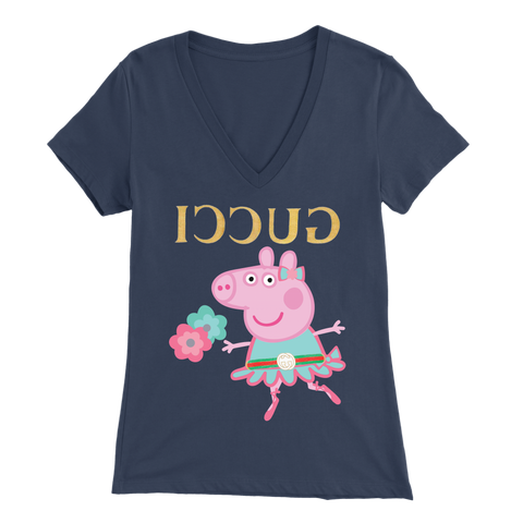 Peppa Funny Shirt Bella Womens V-Neck